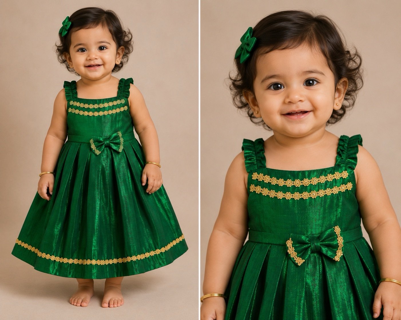 Emerald Green Ethnic Toddler Dress - Image 2
