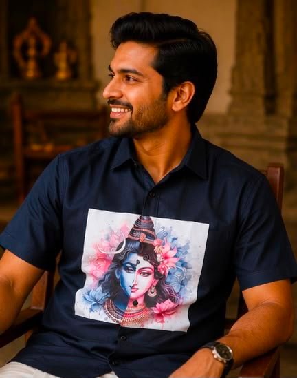 Men's Navy Blue Shiva-Parvati Graphic Shirt