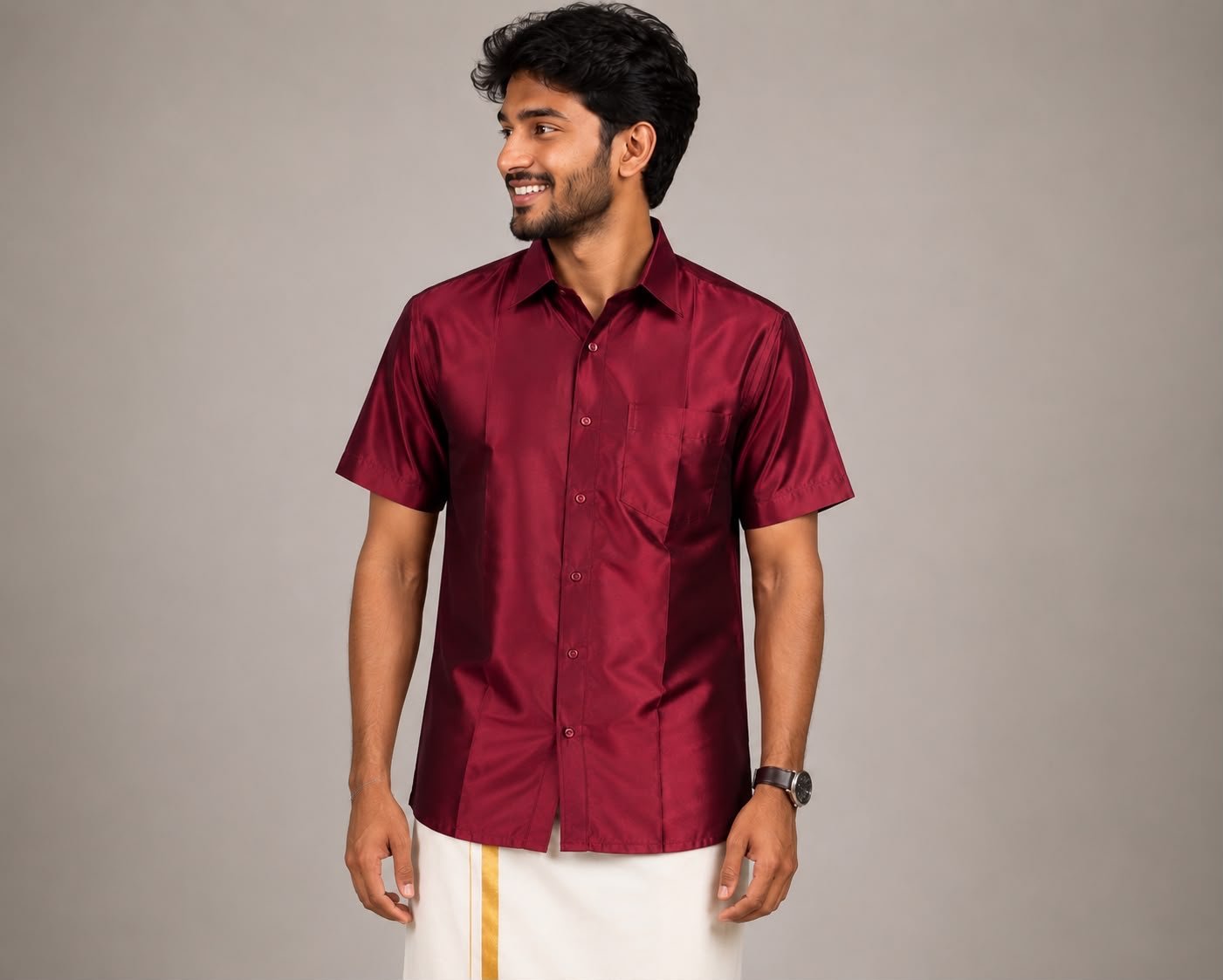 Classic Maroon Shimmer Formal Shirt