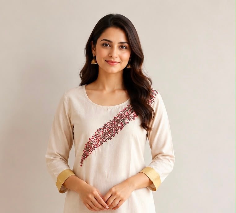 Elegant Asymmetric Embroidered Kurta