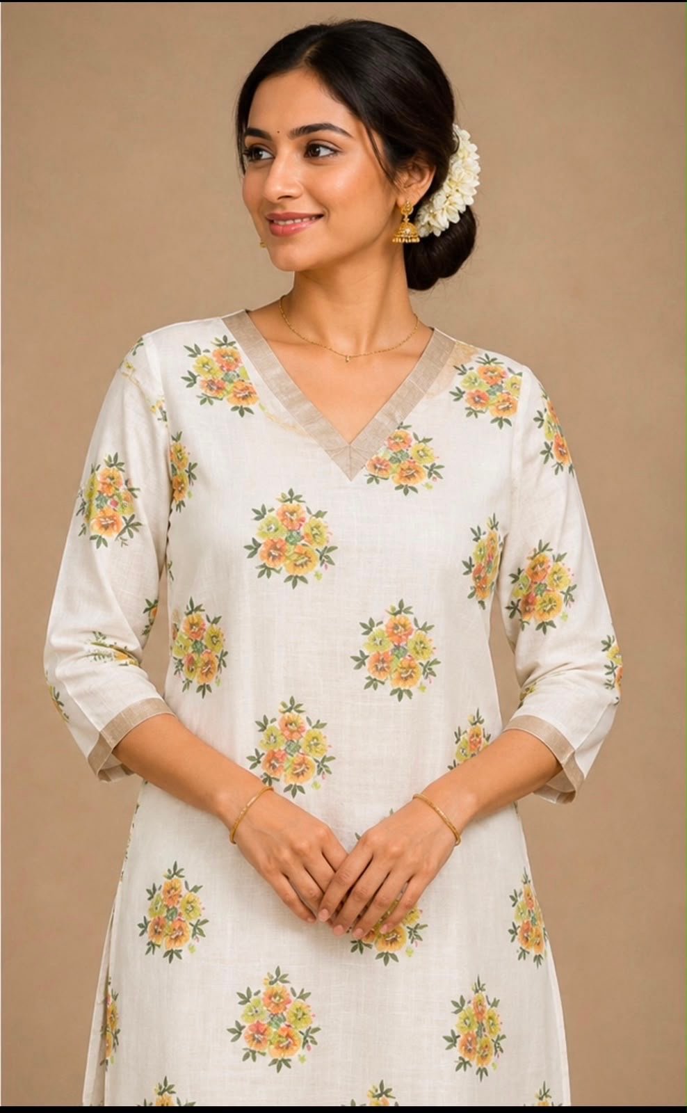 Elegant Brocade Yoke White Kurta