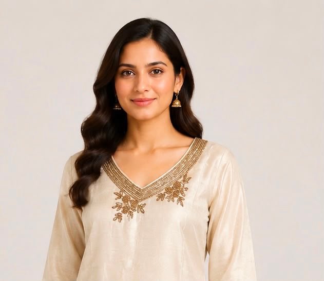Elegant Shimmering Beige Straight Kurta