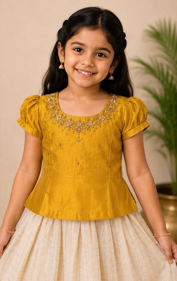 Mustard Yellow and Cream Ethnic Patterned Set - Image 2
