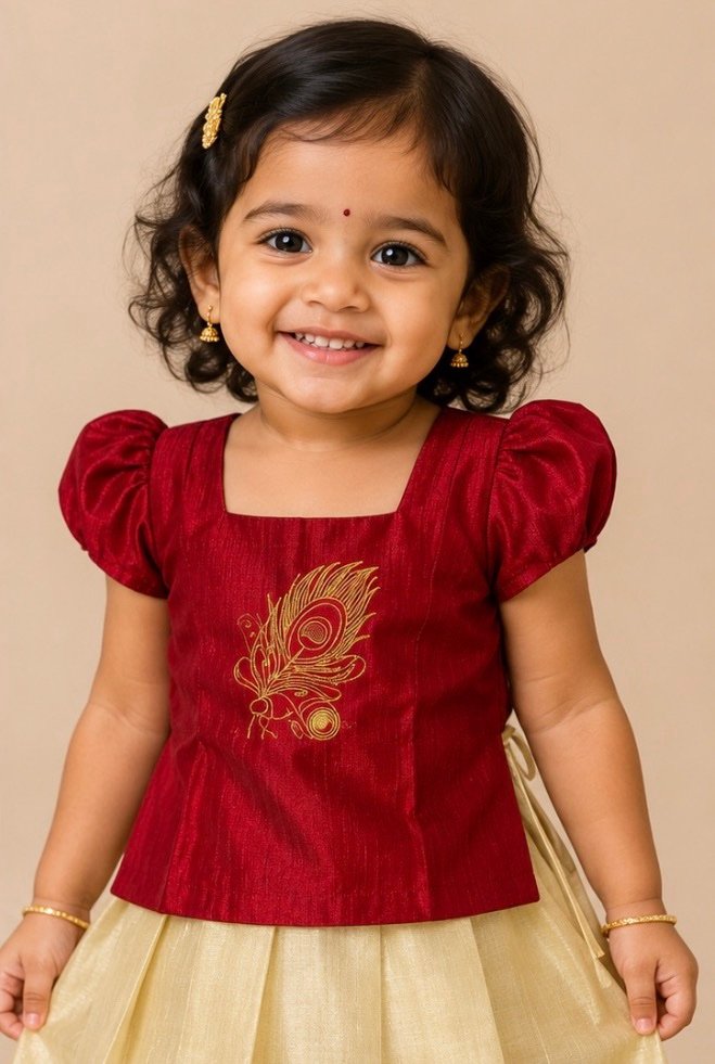 Maroon and Gold Traditional Ethnic Set - Image 2